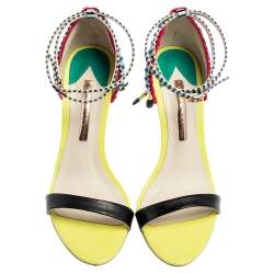 Pre Owned Sophia Webster Multicolor Leather Solange Tassel Fringe Embellished Ankle Strap Sandals Size 39.5