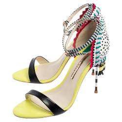 Pre Owned Sophia Webster Multicolor Leather Solange Tassel Fringe Embellished Ankle Strap Sandals Size 39.5