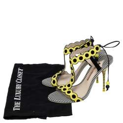 Pre Owned Sophia Webster Yellow/Black Patent Leather T-Strap Sandals Size 37.5