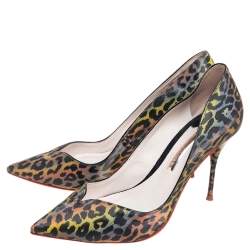 Sophia Webster Multicolor Holographic Leopard Print PVC Izzy Pumps Size 38