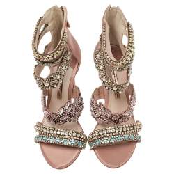 Sophia Webster Pink Satin And Suede Embellished Eden Sandals Size 39.5