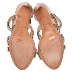 Sophia Webster Pink Satin And Suede Embellished Eden Sandals Size 39.5