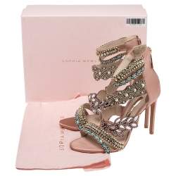 Sophia Webster Pink Satin And Suede Embellished Eden Sandals Size 39.5