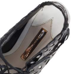 Pre Owned Sophia Webster Black/White Cut Out Patent Leather Keira Doily Sandals Size 37