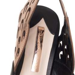 Pre Owned Sophia Webster Black/Rose Gold Leather Angelo Slingback Pumps Size 37