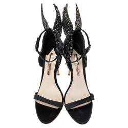 Pre Owned Sophia Webster Black Satin Evangeline Sandals Size 40