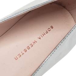 Sophia Webster Silver Leather Bibi Butterfly Pointed Toe Ballet Flats Size 38.5