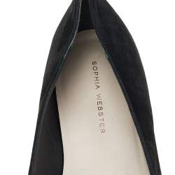 Pre Owned Sophia Webster Black Embroidered Suede Bibi Butterfly Pointed Toe Ballet Flats Size 38