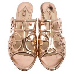 Pre Owned Sophia Webster Rose Gold Cut Out Leather Birdie Mules Size 36