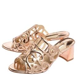 Pre Owned Sophia Webster Rose Gold Cut Out Leather Birdie Mules Size 36