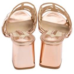 Pre Owned Sophia Webster Rose Gold Cut Out Leather Birdie Mules Size 36