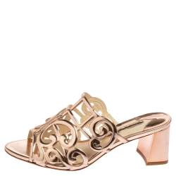 Pre Owned Sophia Webster Rose Gold Cut Out Leather Birdie Mules Size 36