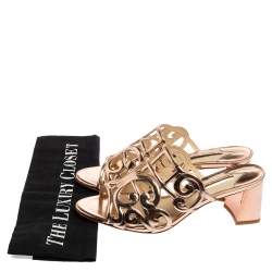 Pre Owned Sophia Webster Rose Gold Cut Out Leather Birdie Mules Size 36