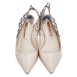 Pre Owned Sophia Webster Silver/Nude Leather Angelo Slingback Pumps Size 39