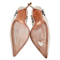 Pre Owned Sophia Webster Silver/Nude Leather Angelo Slingback Pumps Size 39