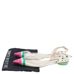 Pre Owned Sophia Webster Multicolor Leather and Fabric Daria Watermelon Slingback Sandals Size 40.5
