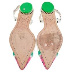 Pre Owned Sophia Webster Multicolor Leather and Fabric Daria Watermelon Slingback Sandals Size 40.5