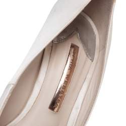 Pre Owned Sophia Webster Ivory Satin Coco Embellished Pointed-Toe Pumps Size 39