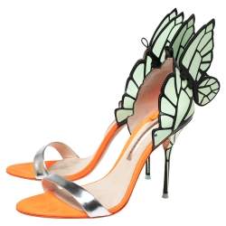 Pre Owned Sophia Webster Mint Green/Silver Leather Evangeline Sandals Size 40.5 