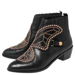 Pre Owned Sophia Webster Black Leather Karina Butterfly Ankle Boots Size 39.5