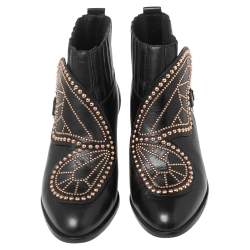 Pre Owned Sophia Webster Black Leather Karina Butterfly Ankle Boots Size 39.5