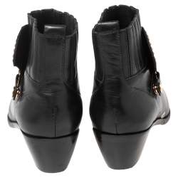 Pre Owned Sophia Webster Black Leather Karina Butterfly Ankle Boots Size 39.5