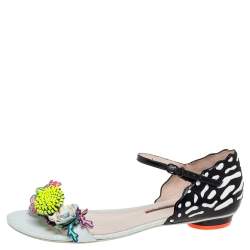Pre Owned Sophia Webster Multicolor Patent And Leather Lilico Underwater Floral Embellished Flat Sandals Size 42