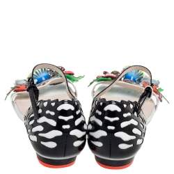 Pre Owned Sophia Webster Multicolor Patent And Leather Lilico Underwater Floral Embellished Flat Sandals Size 42