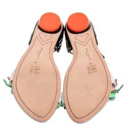 Pre Owned Sophia Webster Multicolor Patent And Leather Lilico Underwater Floral Embellished Flat Sandals Size 42