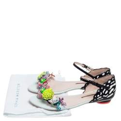 Pre Owned Sophia Webster Multicolor Patent And Leather Lilico Underwater Floral Embellished Flat Sandals Size 42