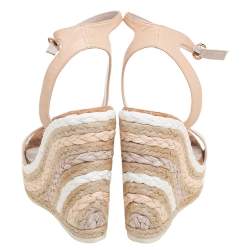 Pre Owned Sophia Webster Beige Leather Lucita Rafia Wedges Size 39.5