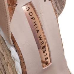 Pre Owned Sophia Webster Beige Leather Lucita Rafia Wedges Size 39.5