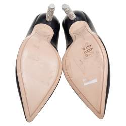 Pre Owned Sophia Webster Black Leather Coco Embellished Heel Pumps Size 36.5