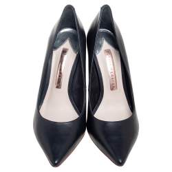 Pre Owned Sophia Webster Black Leather Coco Embellished Heel Pumps Size 36.5