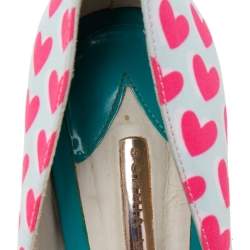 Pre Owned Sophia Webster Pink/White Canvas Peep Toe Pumps Size 38