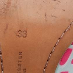 Pre Owned Sophia Webster Pink/White Canvas Peep Toe Pumps Size 38