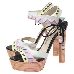Sophia Webster Multicolor Leather Riko Pastel Platform Sandals Size 38