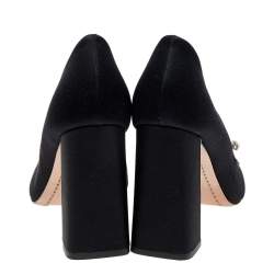 Pre Owned Sophia Webster Black Satin Lilico Crystal Embellished Pumps Size 38