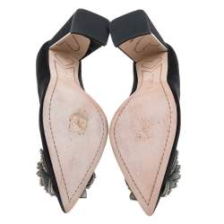 Pre Owned Sophia Webster Black Satin Lilico Crystal Embellished Pumps Size 38