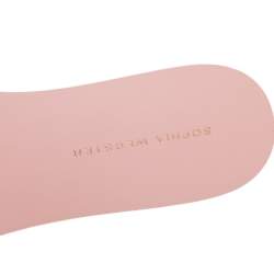 Pre Owned Sophia Webster Blush Pink Patent Leather Jada Pom Pom Flat Slide Sandals Size 39