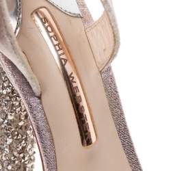 Sophia Webster Silver Velvet Glacia Embellished Platform Ankle Strap Sandals Size 40