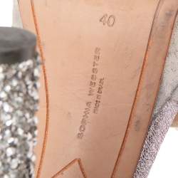 Sophia Webster Silver Velvet Glacia Embellished Platform Ankle Strap Sandals Size 40