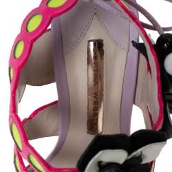 Pre Owned Sophia Webster Multicolor Leather and PVC Amazona Ankle-Tie Sandals Size 38.5