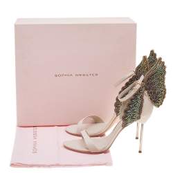 Pre Owned Sophia Webster Pink Leather Crystal Embellished Evangeline Open Toe Sandals Size 38
