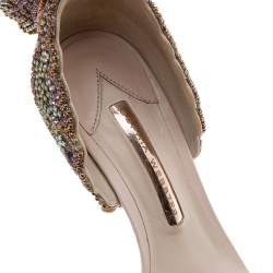 Pre Owned Sophia Webster Pink Leather Crystal Embellished Evangeline Open Toe Sandals Size 38