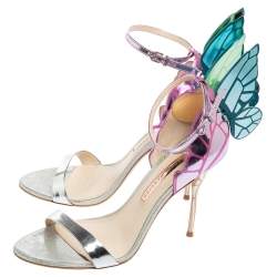 Pre Owned Sophia Webster Multicolor Holographic Patent And Leather Chiara Butterfly Ankle Strap Sandals Size 41