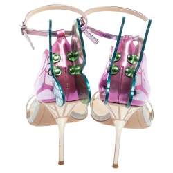 Pre Owned Sophia Webster Multicolor Holographic Patent And Leather Chiara Butterfly Ankle Strap Sandals Size 41