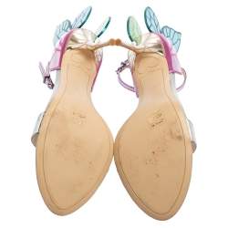 Pre Owned Sophia Webster Multicolor Holographic Patent And Leather Chiara Butterfly Ankle Strap Sandals Size 41