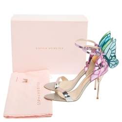 Pre Owned Sophia Webster Multicolor Holographic Patent And Leather Chiara Butterfly Ankle Strap Sandals Size 41