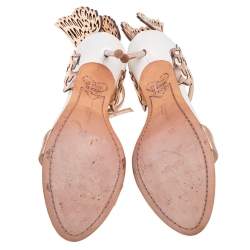 Pre Owned Sophia Webster Metallic Rose Gold Leather Chiara Butterfly Ankle Strap Sandals Size 36